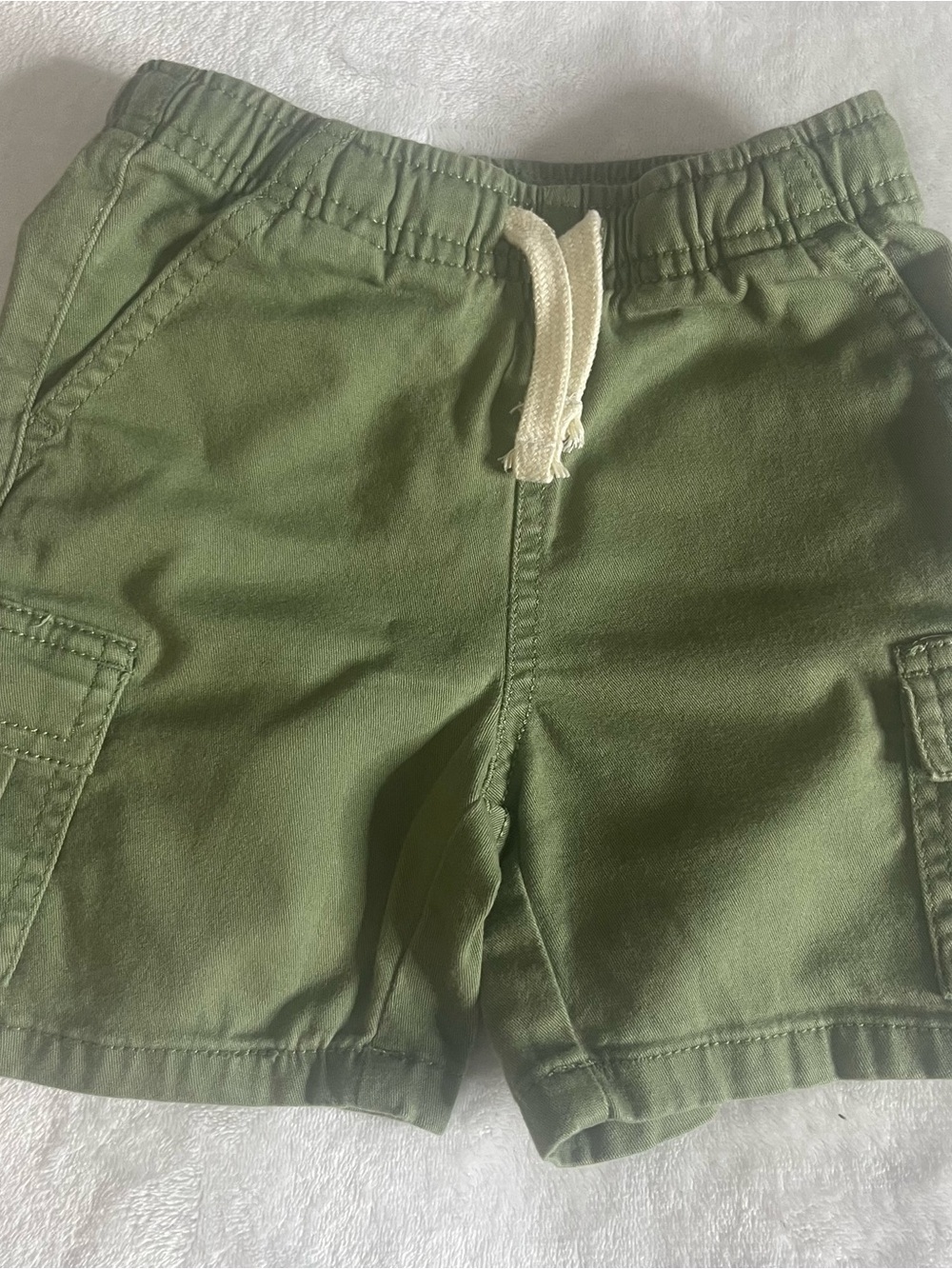 okie dokie Toddler Boys Olive Green Elastic Waist Cargo Shorts Sz 3T